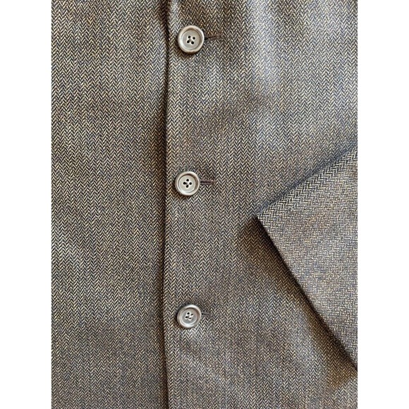 Jack Victor Three Button Suit Jacket Mens 42 Brown 100% Wool Herringbone Lined - Picture 8 of 11